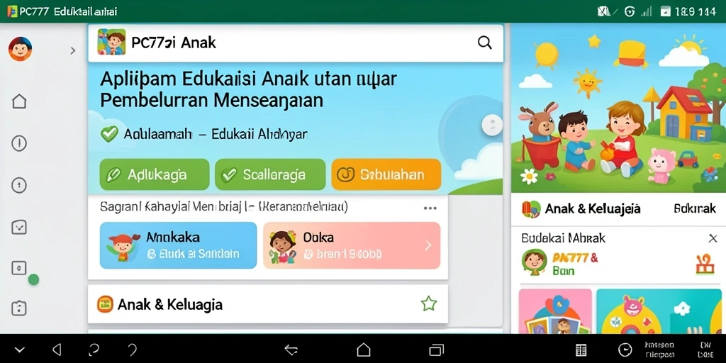 Antarmuka aplikasi PC777 yang ceria dan edukatif.